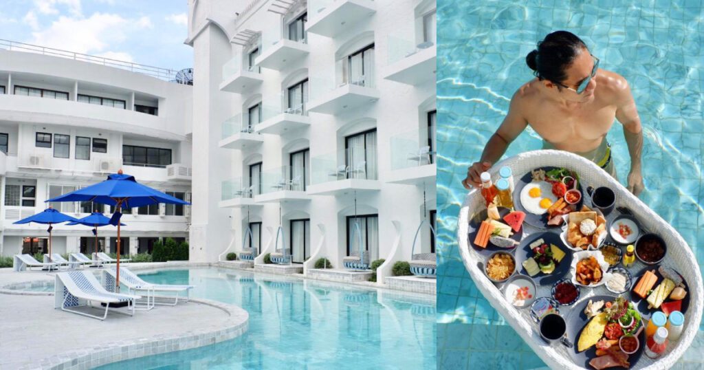 KRAM Pattaya ธีมขาวฟ้าดุดซานโตรีนี่ เข้ามาเหมือนคนละโลก Kram Pattaya